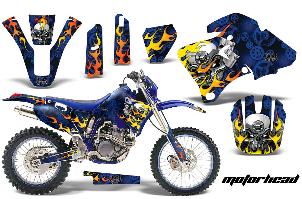 Graphics Kit Decal Wrap + # Plates For Yamaha WR 250F/400F/426F 1998-2002 MOTORHEAD BLUE-atv motorcycle utv parts accessories gear helmets jackets gloves pantsAll Terrain Depot