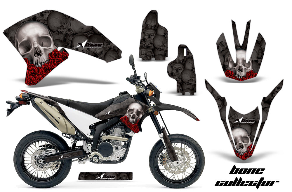 Dirt Bike Decal Graphics Kit Wrap For Yamaha WR250R WR250X 2007-2016 BONES BLACK-atv motorcycle utv parts accessories gear helmets jackets gloves pantsAll Terrain Depot