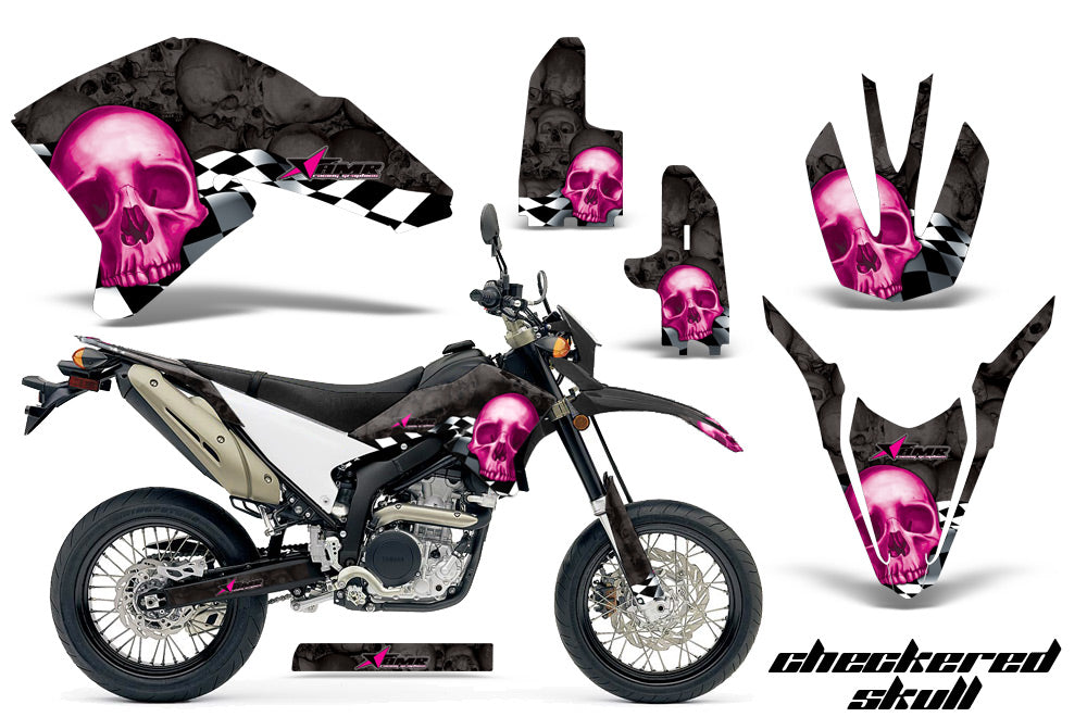 Dirt Bike Decal Graphics Kit Wrap For Yamaha WR250R WR250X 2007-2016 CHECKERED PINK BLACK-atv motorcycle utv parts accessories gear helmets jackets gloves pantsAll Terrain Depot