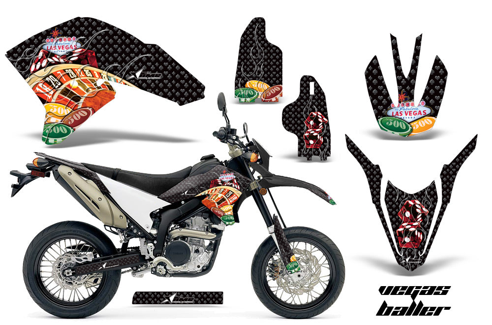Dirt Bike Decal Graphics Kit Wrap For Yamaha WR250R WR250X 2007-2016 VEGAS BLACK-atv motorcycle utv parts accessories gear helmets jackets gloves pantsAll Terrain Depot