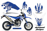 Dirt Bike Decal Graphics Kit Wrap For Yamaha WR250R WR250X 2007-2016 DIAMOND FLAMES WHITE BLUE