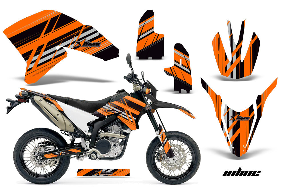 Dirt Bike Decal Graphics Kit Wrap For Yamaha WR250R WR250X 2007-2016 INLINE ORANGE BLACK-atv motorcycle utv parts accessories gear helmets jackets gloves pantsAll Terrain Depot