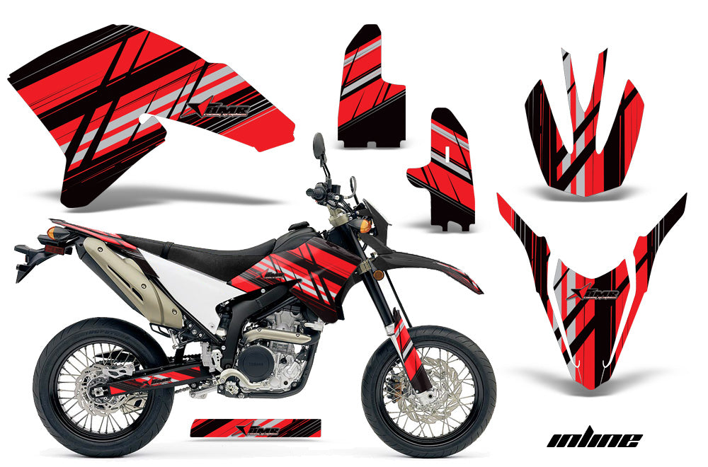 Dirt Bike Decal Graphics Kit Wrap For Yamaha WR250R WR250X 2007-2016 INLINE RED BLACK-atv motorcycle utv parts accessories gear helmets jackets gloves pantsAll Terrain Depot