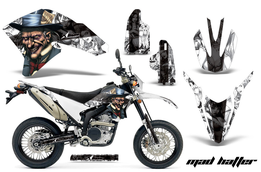 Dirt Bike Decal Graphics Kit Wrap For Yamaha WR250R WR250X 2007-2016 HATTER BLACK WHITE-atv motorcycle utv parts accessories gear helmets jackets gloves pantsAll Terrain Depot
