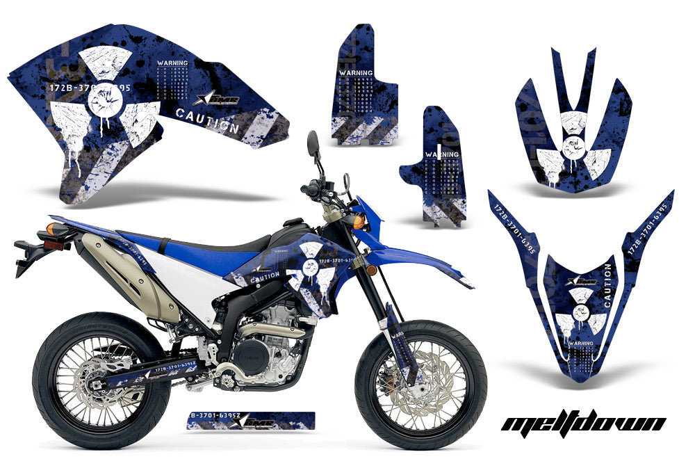 Dirt Bike Decal Graphics Kit Wrap For Yamaha WR250R WR250X 2007-2016 MELTDOWN WHITE BLUE-atv motorcycle utv parts accessories gear helmets jackets gloves pantsAll Terrain Depot