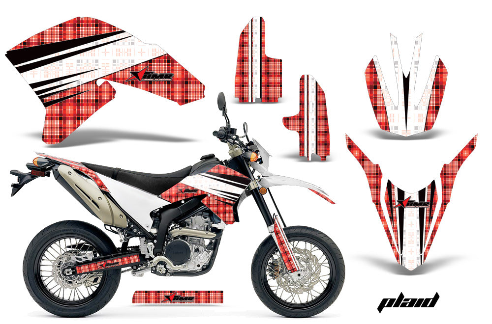 Dirt Bike Decal Graphics Kit Wrap For Yamaha WR250R WR250X 2007-2016 PLAID RED-atv motorcycle utv parts accessories gear helmets jackets gloves pantsAll Terrain Depot