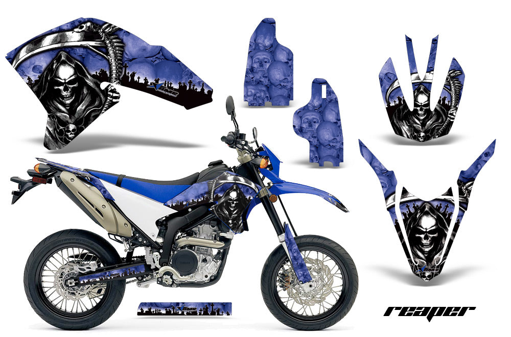 Dirt Bike Decal Graphics Kit Wrap For Yamaha WR250R WR250X 2007-2016 REAPER BLUE-atv motorcycle utv parts accessories gear helmets jackets gloves pantsAll Terrain Depot