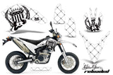 Dirt Bike Decal Graphics Kit Wrap For Yamaha WR250R WR250X 2007-2016 RELOADED BLACK WHITE