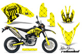 Dirt Bike Decal Graphics Kit Wrap For Yamaha WR250R WR250X 2007-2016 RELOADED YELLOW BLACK