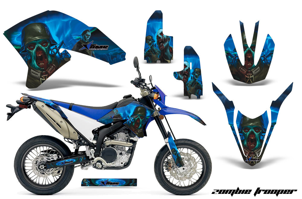 Dirt Bike Decal Graphics Kit Wrap For Yamaha WR250R WR250X 2007-2016 ZOMBIE BLUE-atv motorcycle utv parts accessories gear helmets jackets gloves pantsAll Terrain Depot