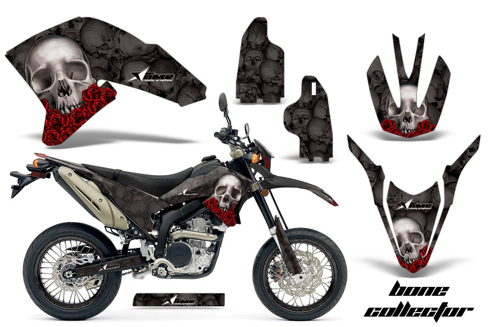 Graphics Kit Decals Sticker Wrap + # Plates For Yamaha WR250R WR250X 2007-2016 BONES BLACK-atv motorcycle utv parts accessories gear helmets jackets gloves pantsAll Terrain Depot
