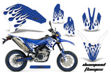 Graphics Kit Decals Sticker Wrap + # Plates For Yamaha WR250R WR250X 2007-2016 DIAMOND FLAMES WHITE BLUE