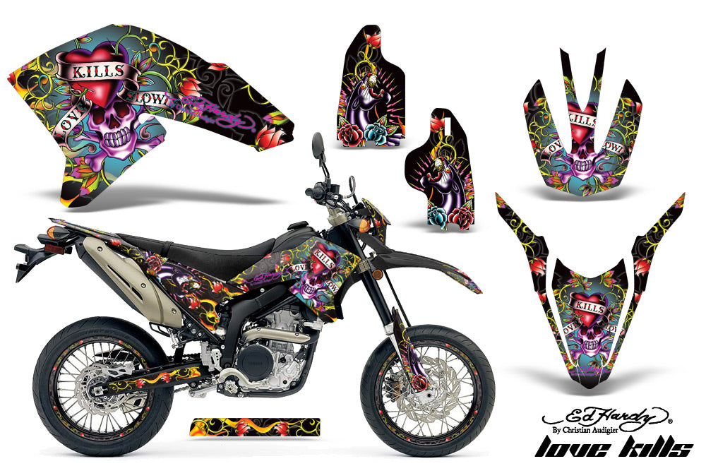 Graphics Kit Decals Sticker Wrap + # Plates For Yamaha WR250R WR250X 2007-2016 EDHLK BLACK-atv motorcycle utv parts accessories gear helmets jackets gloves pantsAll Terrain Depot