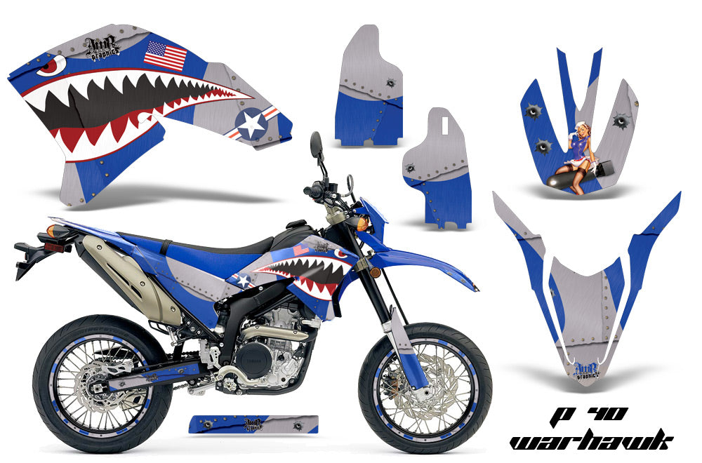 Graphics Kit Decals Sticker Wrap + # Plates For Yamaha WR250R WR250X 2007-2016 WARHAWK BLUE-atv motorcycle utv parts accessories gear helmets jackets gloves pantsAll Terrain Depot