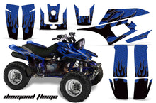 Load image into Gallery viewer, ATV Graphics Kit Quad Decal Wrap For Yamaha Warrior YFM350X 1987-2004 DIAMOND FLAMES BLUE BLACK-atv motorcycle utv parts accessories gear helmets jackets gloves pantsAll Terrain Depot