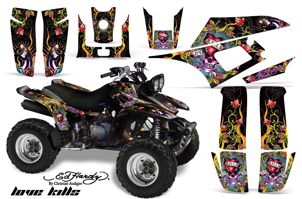 ATV Graphics Kit Quad Decal Wrap For Yamaha Warrior YFM350X 1987-2004 EDHLK BLACK-atv motorcycle utv parts accessories gear helmets jackets gloves pantsAll Terrain Depot