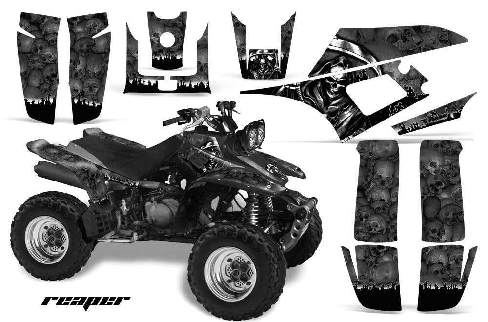 ATV Graphics Kit Quad Decal Wrap For Yamaha Warrior YFM350X 1987-2004 REAPER BLACK-atv motorcycle utv parts accessories gear helmets jackets gloves pantsAll Terrain Depot