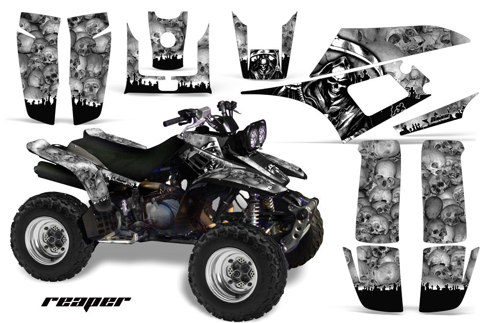 ATV Graphics Kit Quad Decal Wrap For Yamaha Warrior YFM350X 1987-2004 REAPER SILVER-atv motorcycle utv parts accessories gear helmets jackets gloves pantsAll Terrain Depot