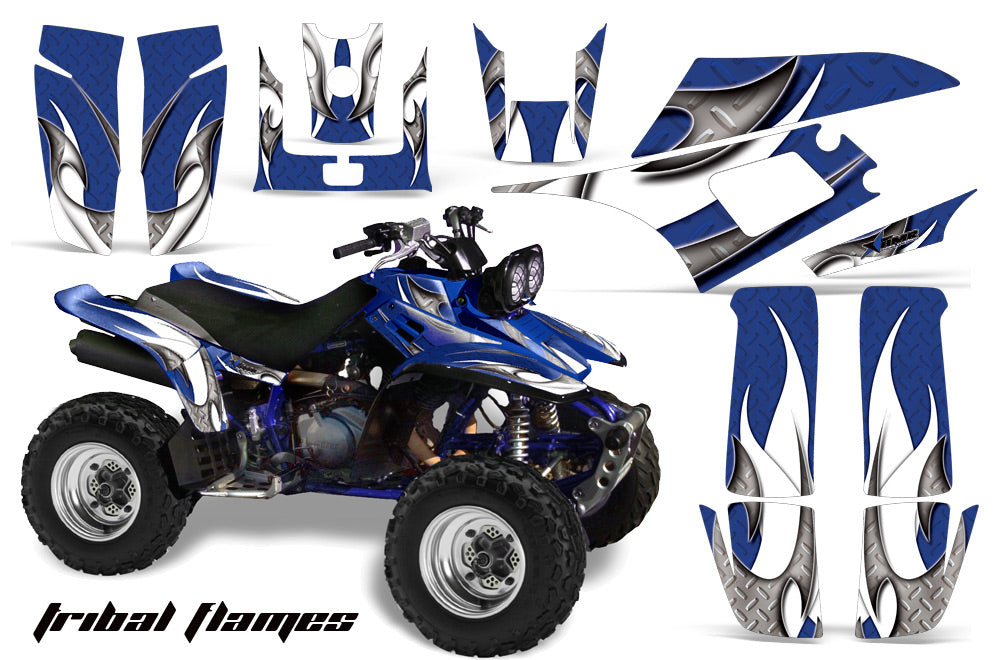 ATV Graphics Kit Quad Decal Wrap For Yamaha Warrior YFM350X 1987-2004 TRIBAL WHITE BLUE-atv motorcycle utv parts accessories gear helmets jackets gloves pantsAll Terrain Depot