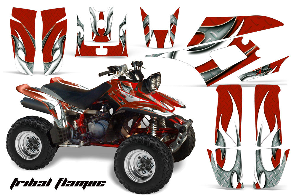 ATV Graphics Kit Quad Decal Wrap For Yamaha Warrior YFM350X 1987-2004 TRIBAL WHITE RED-atv motorcycle utv parts accessories gear helmets jackets gloves pantsAll Terrain Depot