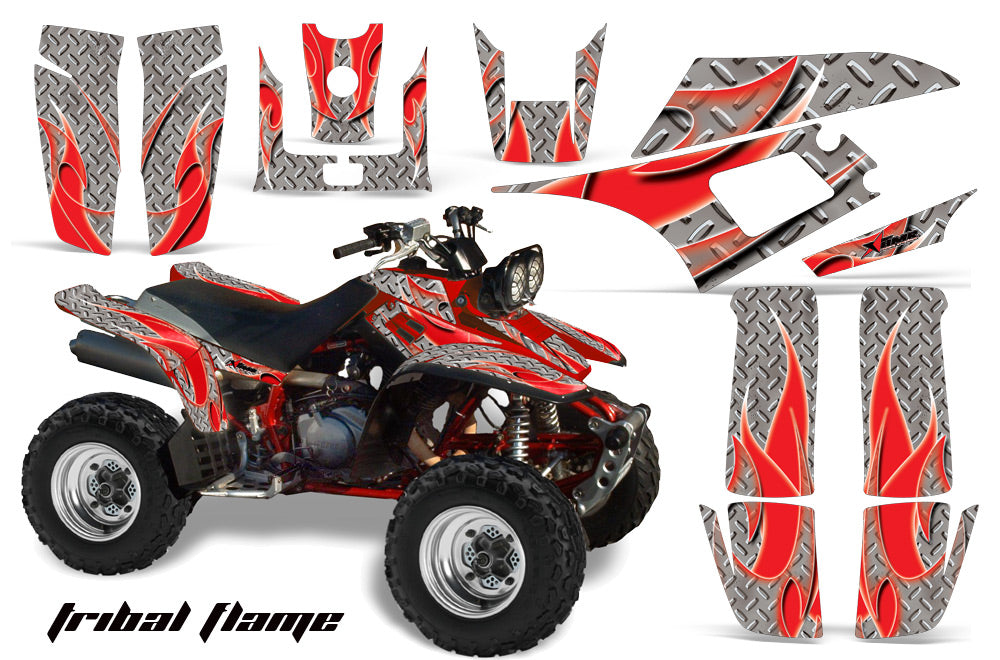 ATV Graphics Kit Quad Decal Wrap For Yamaha Warrior YFM350X 1987-2004 TRIBAL RED SILVER-atv motorcycle utv parts accessories gear helmets jackets gloves pantsAll Terrain Depot