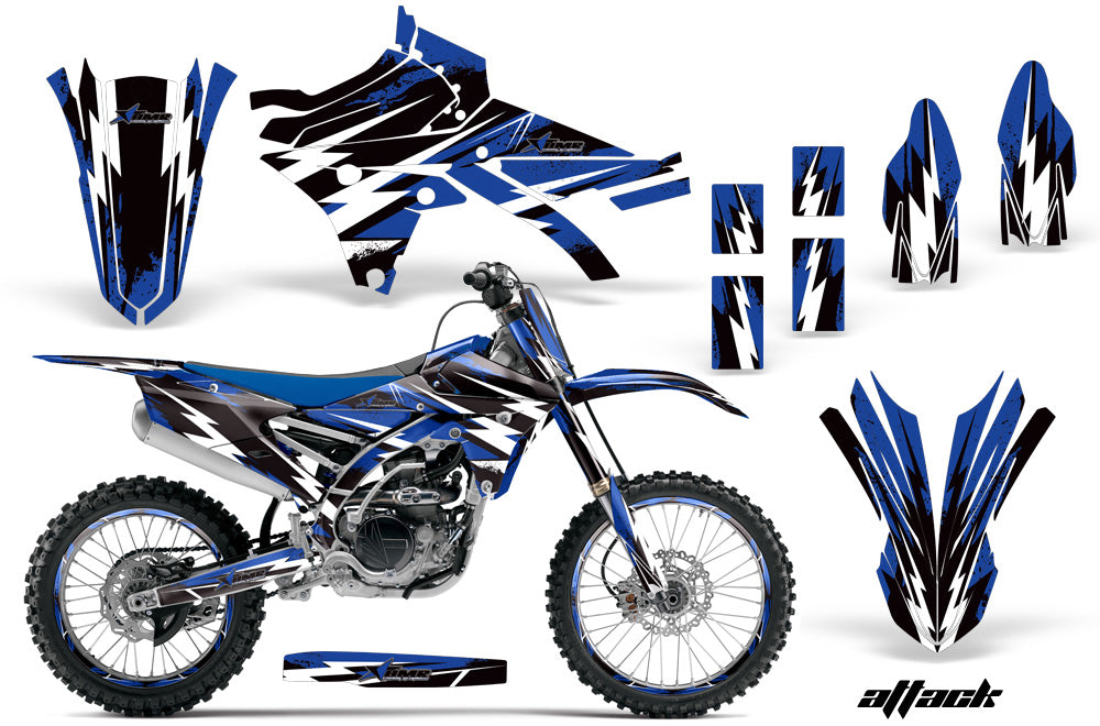 Graphics Kit Decal Sticker Wrap + # Plates For Yamaha YZ250F YZ450F 2014-2017 ATTACK BLUE-atv motorcycle utv parts accessories gear helmets jackets gloves pantsAll Terrain Depot