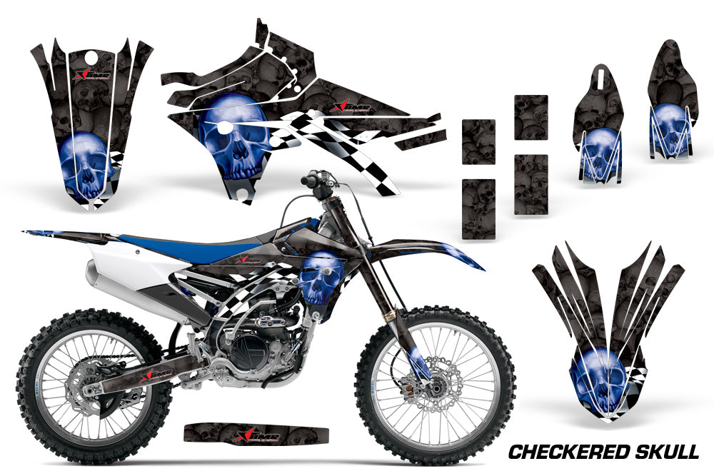 Dirt Bike Graphics Kit Decal Sticker Wrap For Yamaha YZ250F YZ450F 2014-2017 CHECKERED BLUE BLACK-atv motorcycle utv parts accessories gear helmets jackets gloves pantsAll Terrain Depot