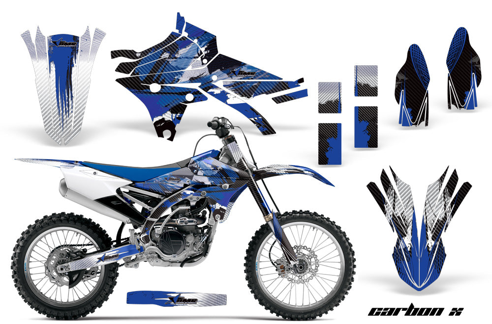 Dirt Bike Graphics Kit Decal Sticker Wrap For Yamaha YZ250F YZ450F 2014-2017 CARBONX BLUE-atv motorcycle utv parts accessories gear helmets jackets gloves pantsAll Terrain Depot