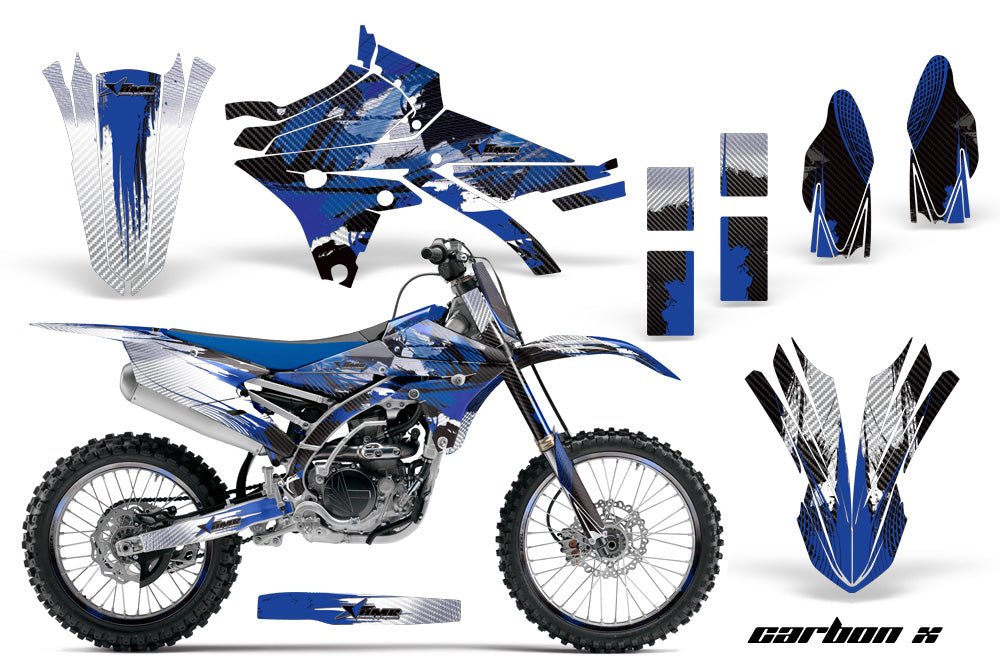 Graphics Kit Decal Sticker Wrap + # Plates For Yamaha YZ250F YZ450F 2014-2017 CARBONX BLUE-atv motorcycle utv parts accessories gear helmets jackets gloves pantsAll Terrain Depot