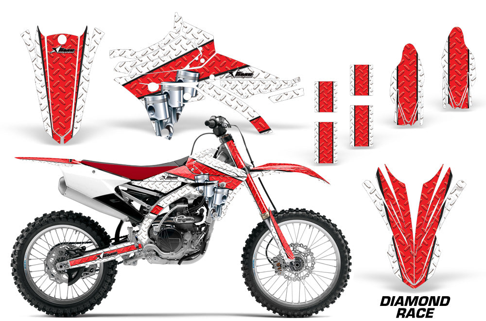 Dirt Bike Graphics Kit Decal Sticker Wrap For Yamaha YZ250F YZ450F 2014-2017 DIAMOND RACE RED WHITE-atv motorcycle utv parts accessories gear helmets jackets gloves pantsAll Terrain Depot