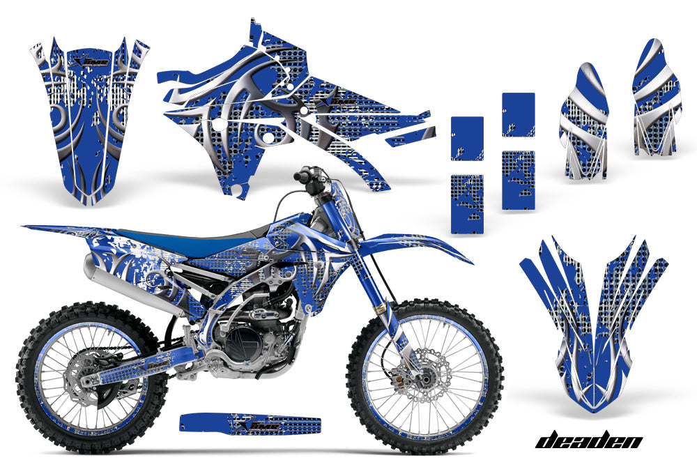 Graphics Kit Decal Sticker Wrap + # Plates For Yamaha YZ250F YZ450F 2014-2017 DEADEN BLUE-atv motorcycle utv parts accessories gear helmets jackets gloves pantsAll Terrain Depot