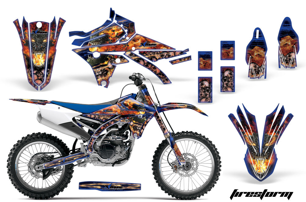 Dirt Bike Graphics Kit Decal Sticker Wrap For Yamaha YZ250F YZ450F 2014-2017 FIRESTORM BLUE-atv motorcycle utv parts accessories gear helmets jackets gloves pantsAll Terrain Depot