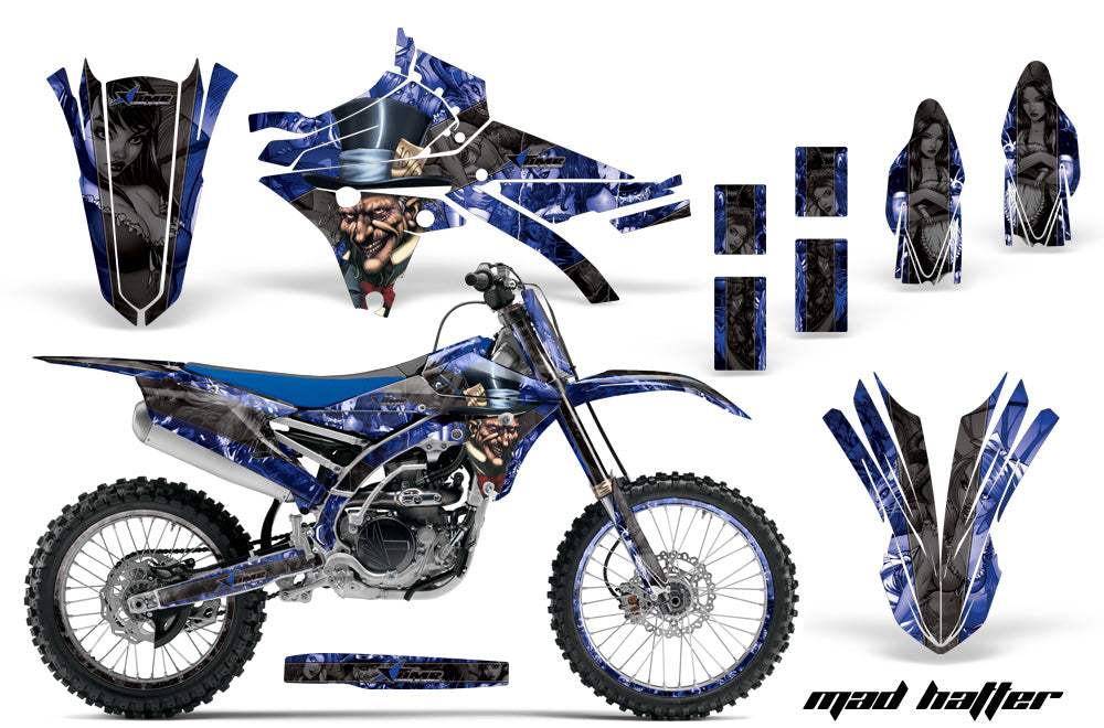 Graphics Kit Decal Sticker Wrap + # Plates For Yamaha YZ250F YZ450F 2014-2017 HATTER BLACK BLUE-atv motorcycle utv parts accessories gear helmets jackets gloves pantsAll Terrain Depot