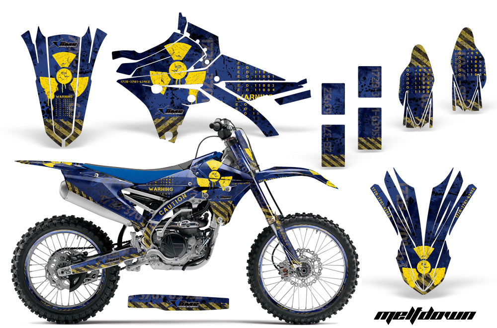 Graphics Kit Decal Sticker Wrap + # Plates For Yamaha YZ250F YZ450F 2014-2017 MELTDOWN YELLOW BLUE-atv motorcycle utv parts accessories gear helmets jackets gloves pantsAll Terrain Depot