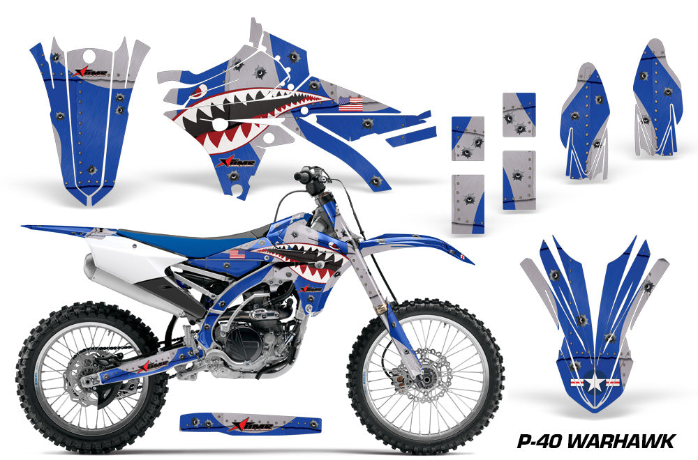 Dirt Bike Graphics Kit Decal Sticker Wrap For Yamaha YZ250F YZ450F 2014-2017 WARHAWK BLUE-atv motorcycle utv parts accessories gear helmets jackets gloves pantsAll Terrain Depot