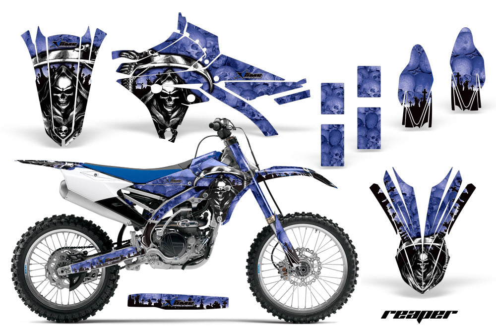 Dirt Bike Graphics Kit Decal Sticker Wrap For Yamaha YZ250F YZ450F 2014-2017 REAPER BLUE-atv motorcycle utv parts accessories gear helmets jackets gloves pantsAll Terrain Depot
