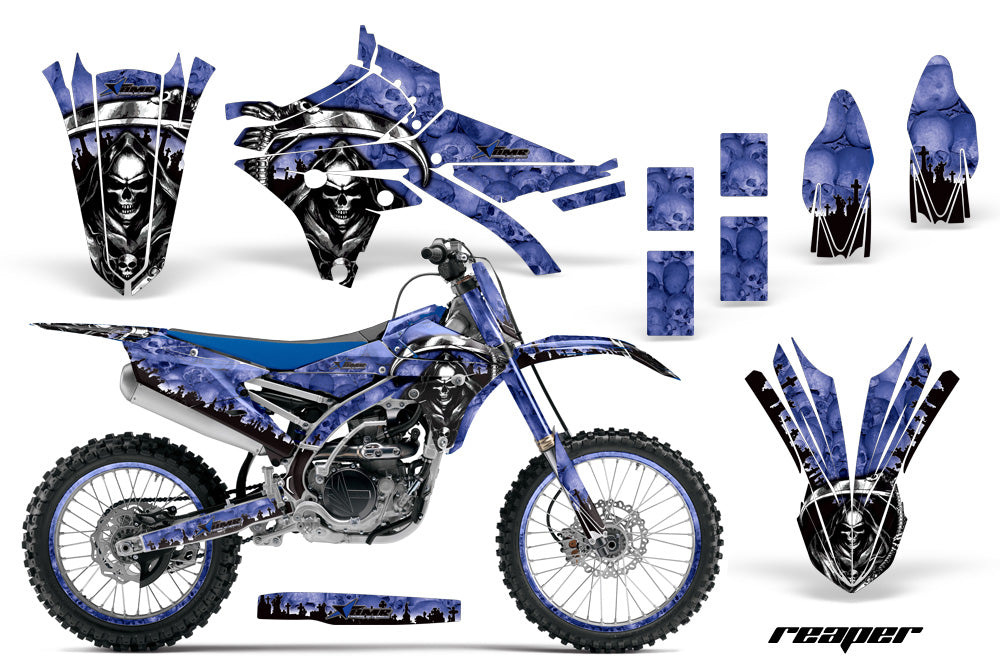 Graphics Kit Decal Sticker Wrap + # Plates For Yamaha YZ250F YZ450F 2014-2017 REAPER BLUE-atv motorcycle utv parts accessories gear helmets jackets gloves pantsAll Terrain Depot