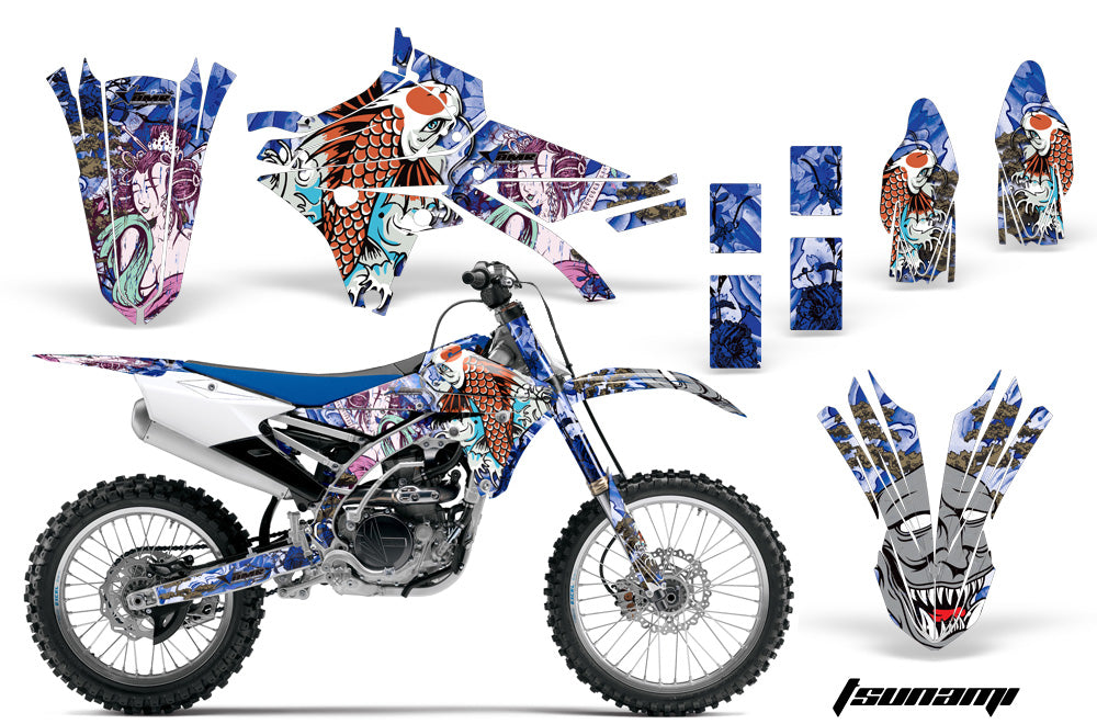 Dirt Bike Graphics Kit Decal Sticker Wrap For Yamaha YZ250F YZ450F 2014-2017 TSUNAMI BLUE-atv motorcycle utv parts accessories gear helmets jackets gloves pantsAll Terrain Depot