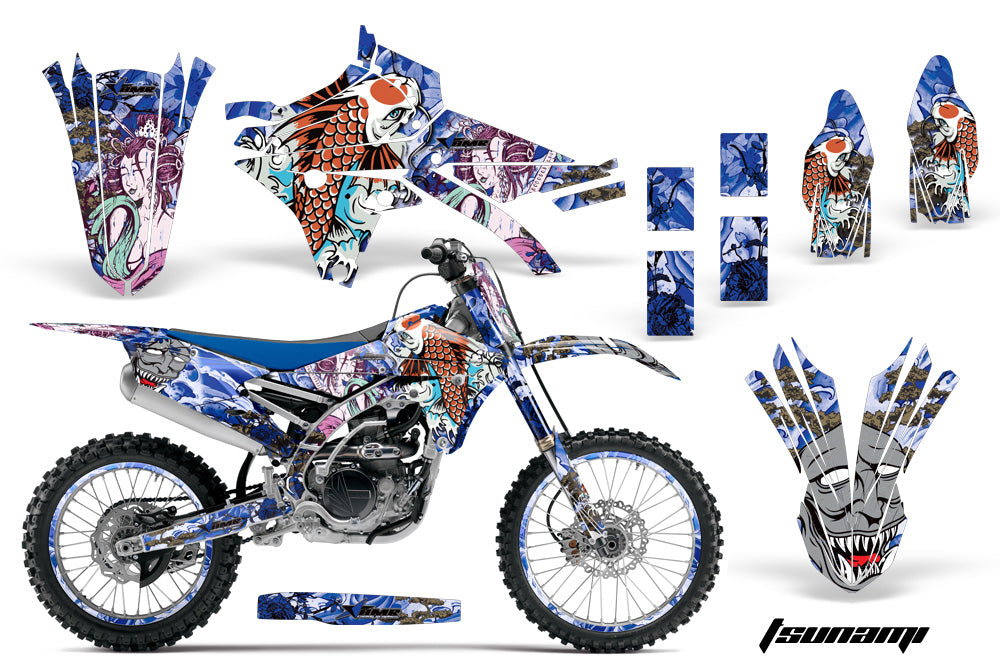 Graphics Kit Decal Sticker Wrap + # Plates For Yamaha YZ250F YZ450F 2014-2017 TSUNAMI BLUE-atv motorcycle utv parts accessories gear helmets jackets gloves pantsAll Terrain Depot