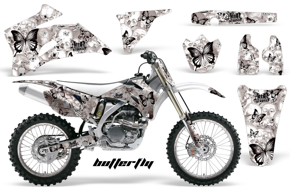 Graphics Kit Decal Wrap + # Plates For Yamaha YZ250F YZ450F 2006-2009 BUTTERFLIES BLACK WHITE-atv motorcycle utv parts accessories gear helmets jackets gloves pantsAll Terrain Depot