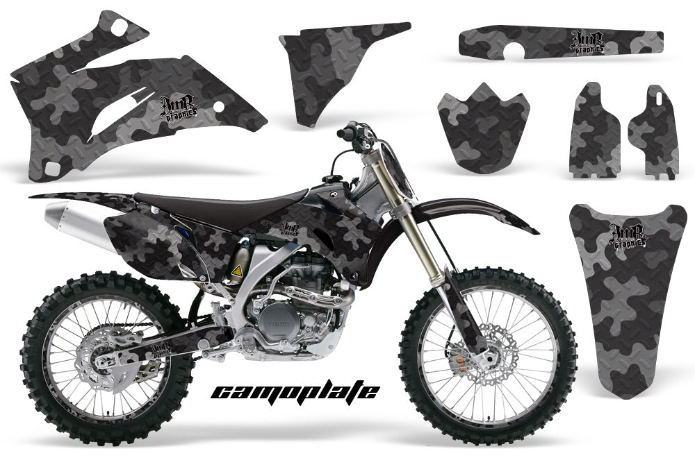 Graphics Kit Decal Wrap + # Plates For Yamaha YZ250F YZ450F 2006-2009 CAMOPLATE BLACK-atv motorcycle utv parts accessories gear helmets jackets gloves pantsAll Terrain Depot