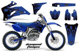Graphics Kit Decal Wrap + # Plates For Yamaha YZ250F YZ450F 2006-2009 DIAMOND FLAMES BLACK BLUE-atv motorcycle utv parts accessories gear helmets jackets gloves pantsAll Terrain Depot
