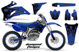 Graphics Kit Decal Wrap + # Plates For Yamaha YZ250F YZ450F 2006-2009 DIAMOND FLAMES BLACK BLUE
