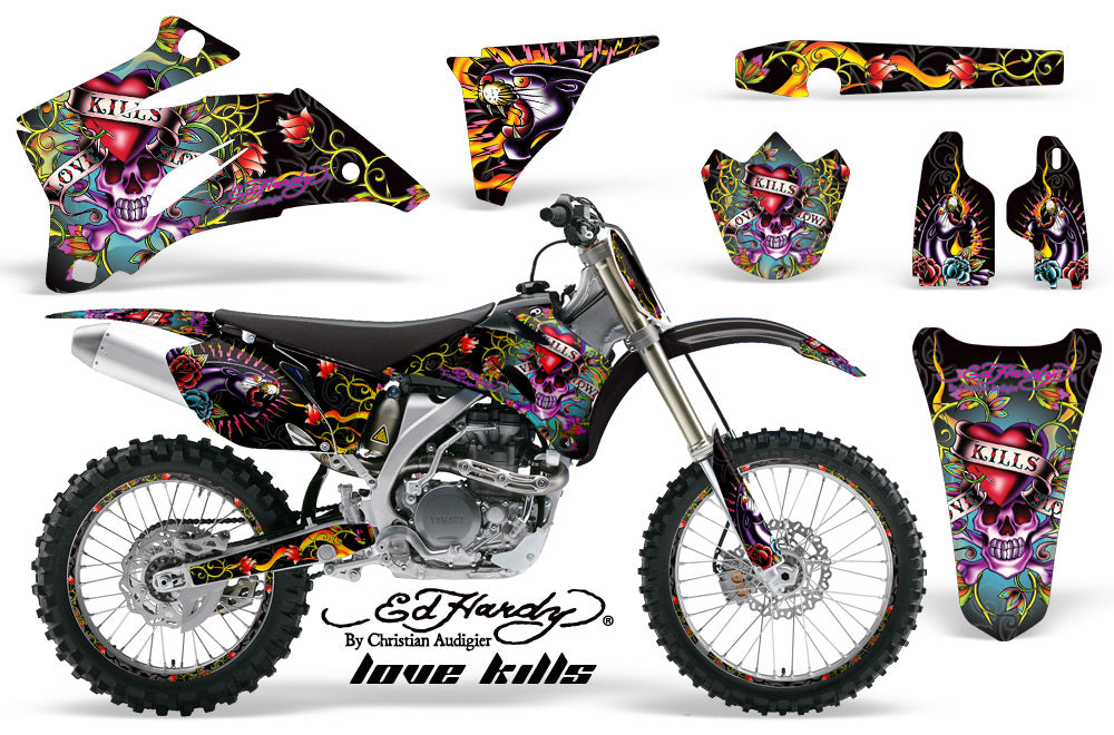 Graphics Kit Decal Wrap + # Plates For Yamaha YZ250F YZ450F 2006-2009 EDHLK BLACK-atv motorcycle utv parts accessories gear helmets jackets gloves pantsAll Terrain Depot