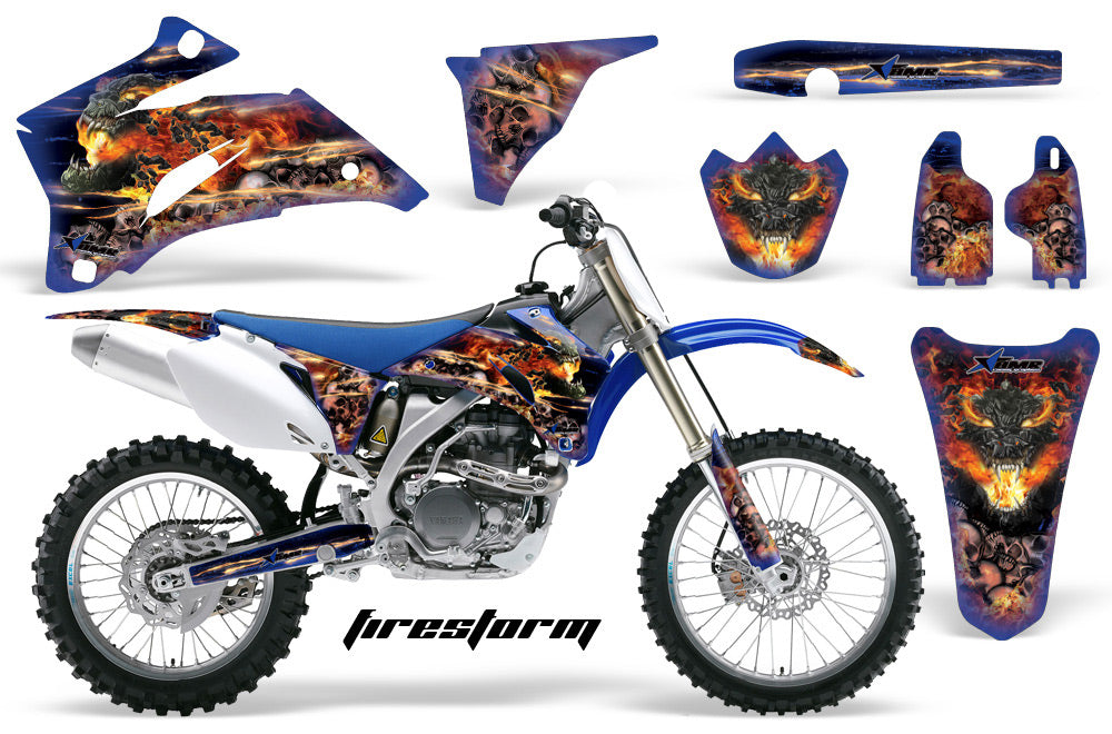 Dirt Bike Graphics Kit Decal Wrap For Yamaha YZ250F YZ450F 2006-2009 FIRESTORM BLUE-atv motorcycle utv parts accessories gear helmets jackets gloves pantsAll Terrain Depot