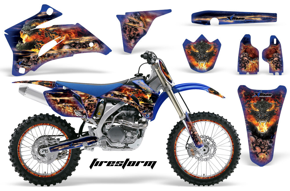 Graphics Kit Decal Wrap + # Plates For Yamaha YZ250F YZ450F 2006-2009 FIRESTORM BLUE-atv motorcycle utv parts accessories gear helmets jackets gloves pantsAll Terrain Depot