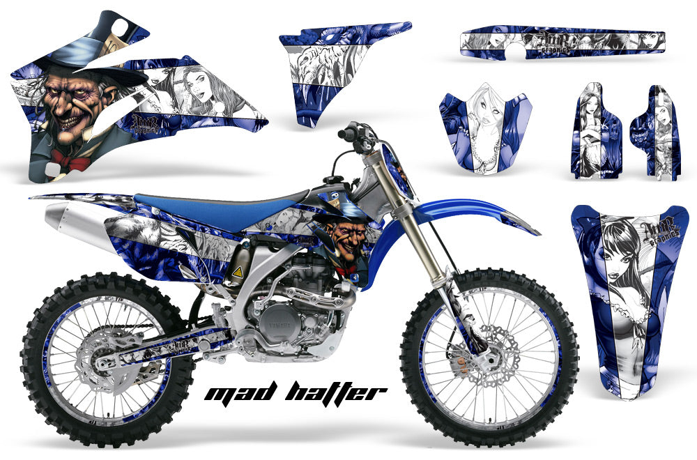 Graphics Kit Decal Wrap + # Plates For Yamaha YZ250F YZ450F 2006-2009 HATTER WHITE BLUE-atv motorcycle utv parts accessories gear helmets jackets gloves pantsAll Terrain Depot