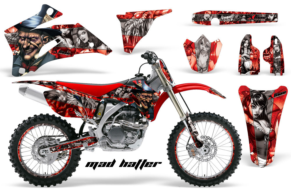 Graphics Kit Decal Wrap + # Plates For Yamaha YZ250F YZ450F 2006-2009 HATTER SILVER RED-atv motorcycle utv parts accessories gear helmets jackets gloves pantsAll Terrain Depot