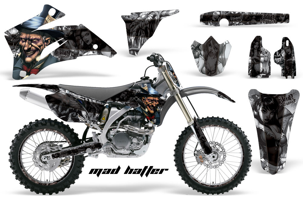 Graphics Kit Decal Wrap + # Plates For Yamaha YZ250F YZ450F 2006-2009 HATTER BLACK SILVER-atv motorcycle utv parts accessories gear helmets jackets gloves pantsAll Terrain Depot