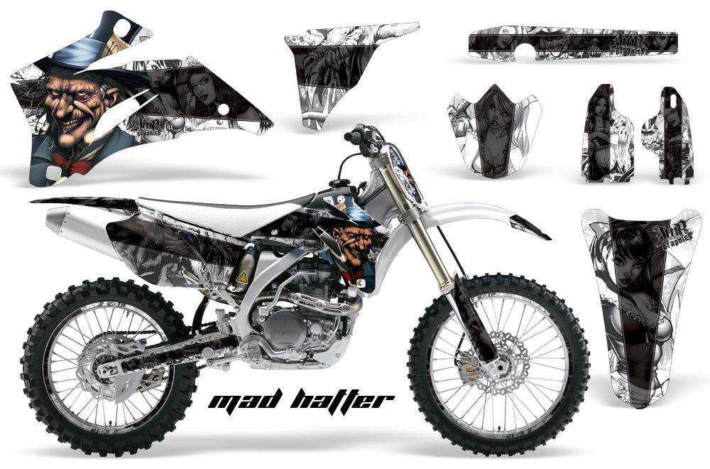 Graphics Kit Decal Wrap + # Plates For Yamaha YZ250F YZ450F 2006-2009 HATTER BLACK WHITE-atv motorcycle utv parts accessories gear helmets jackets gloves pantsAll Terrain Depot